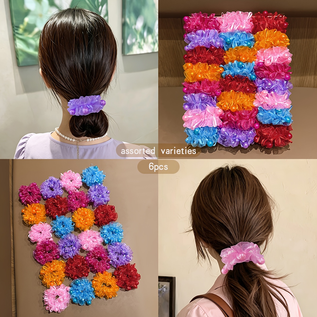 TEMU 6pcs Colored Headbands Hair Ties Suitable For Performances Headwear
