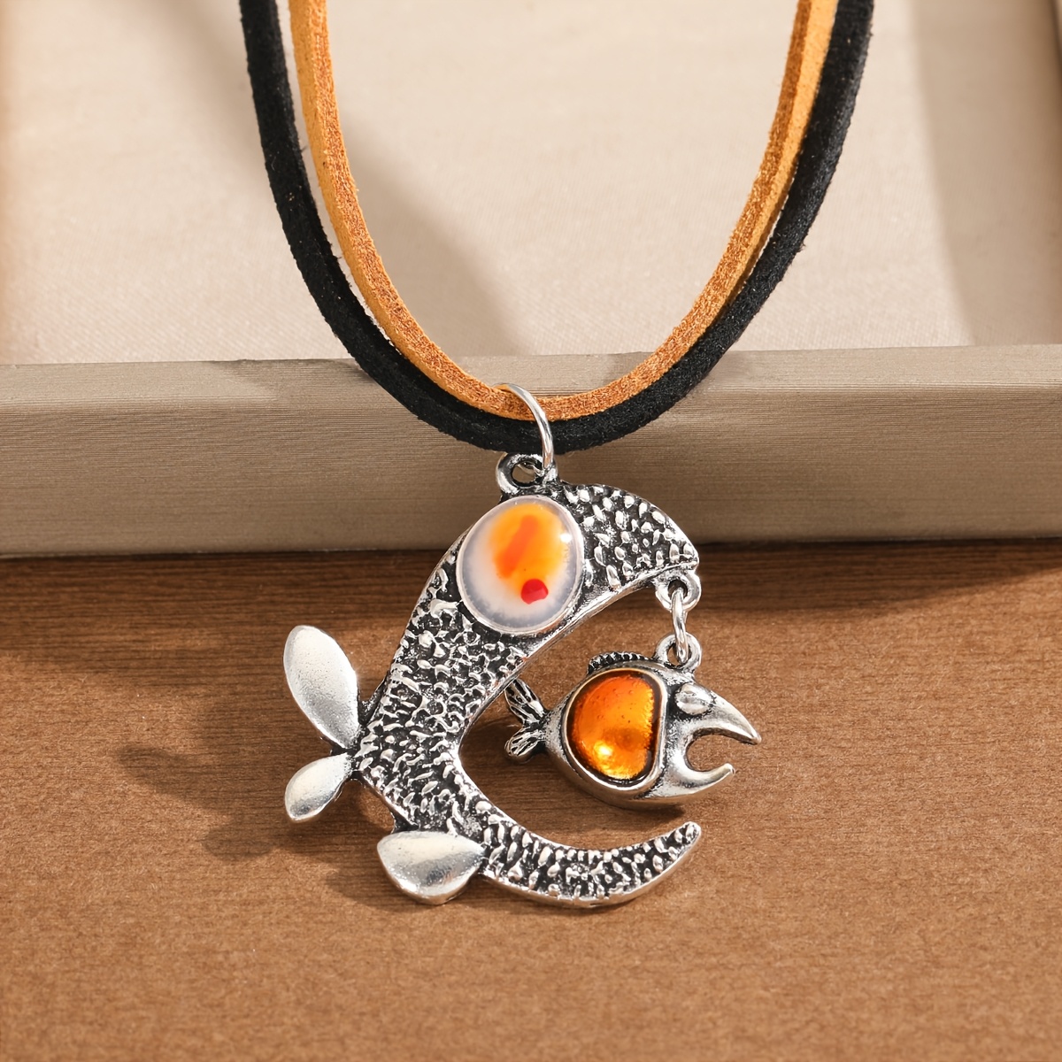 TEMU Collar para mujer de estilo cordón ajustable con colgante de pez y de pez con acabado desgastado, adecuado para fiestas, reuniones y uso diario