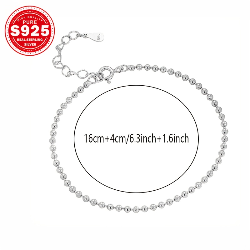S925 Silvery Beaded Minimalist Bracelet Hypoallergenic
