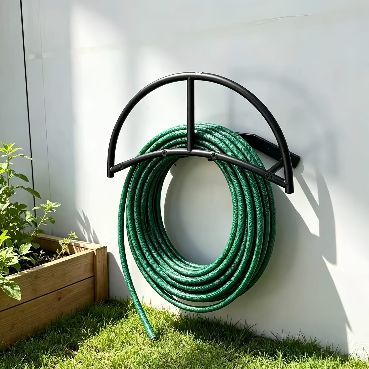 TEMU Garden Hose Holder, Freestanding Heavy Duty Water Hose Holder For Outside, Upgraded Metal Hose Stand With 4 Spikes, Detachable Garden Hose