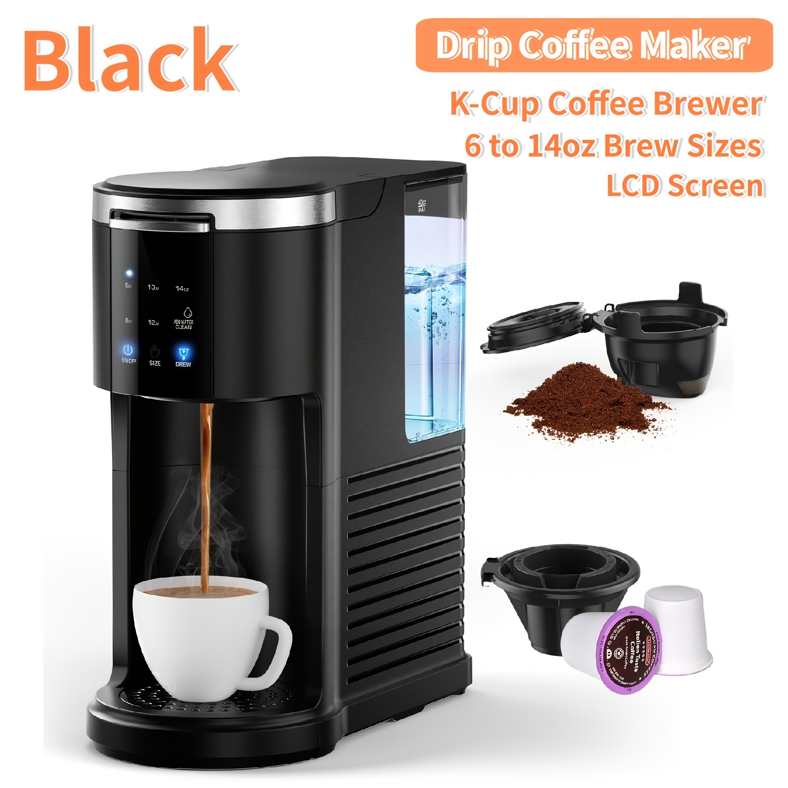 */5-Cup Coffee Maker, 24-Hour Programmable Coffee * * * Washable Filter,  Stainless Steel, Silver/Black