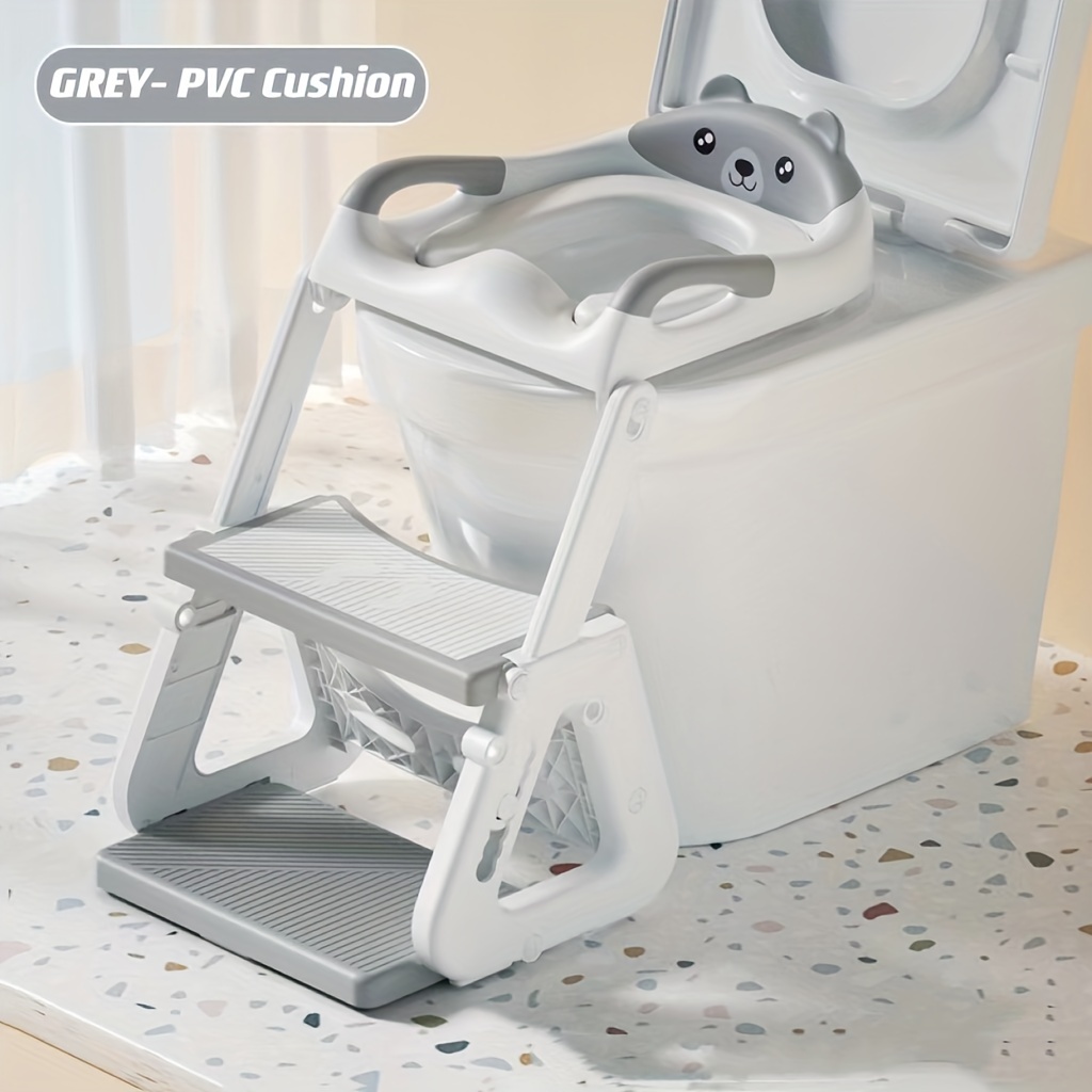 Image of Multi-functional Auxiliary Toilet Step Stool, Children's Potty Training Step Ladder Toilet Seat, Foldable Step-style Toilet, Used As A Footstool For The Toilet