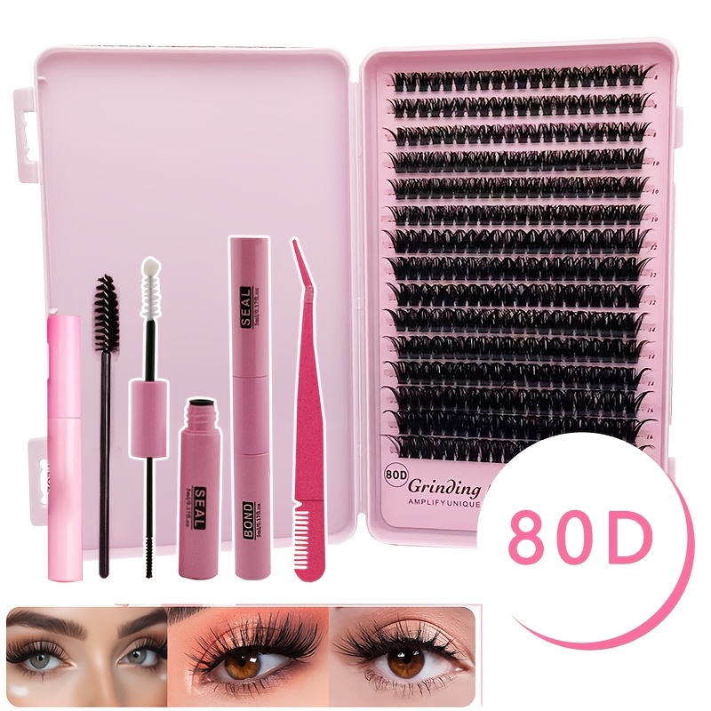 Image of 80d Grafting Eyelash Set, Self Grafting Tufted False Eyelashes 8-16mm, Mixed And Reusable, Large Capacity, Light And Soft, Suitable For Makeup Looks, Thick And European And