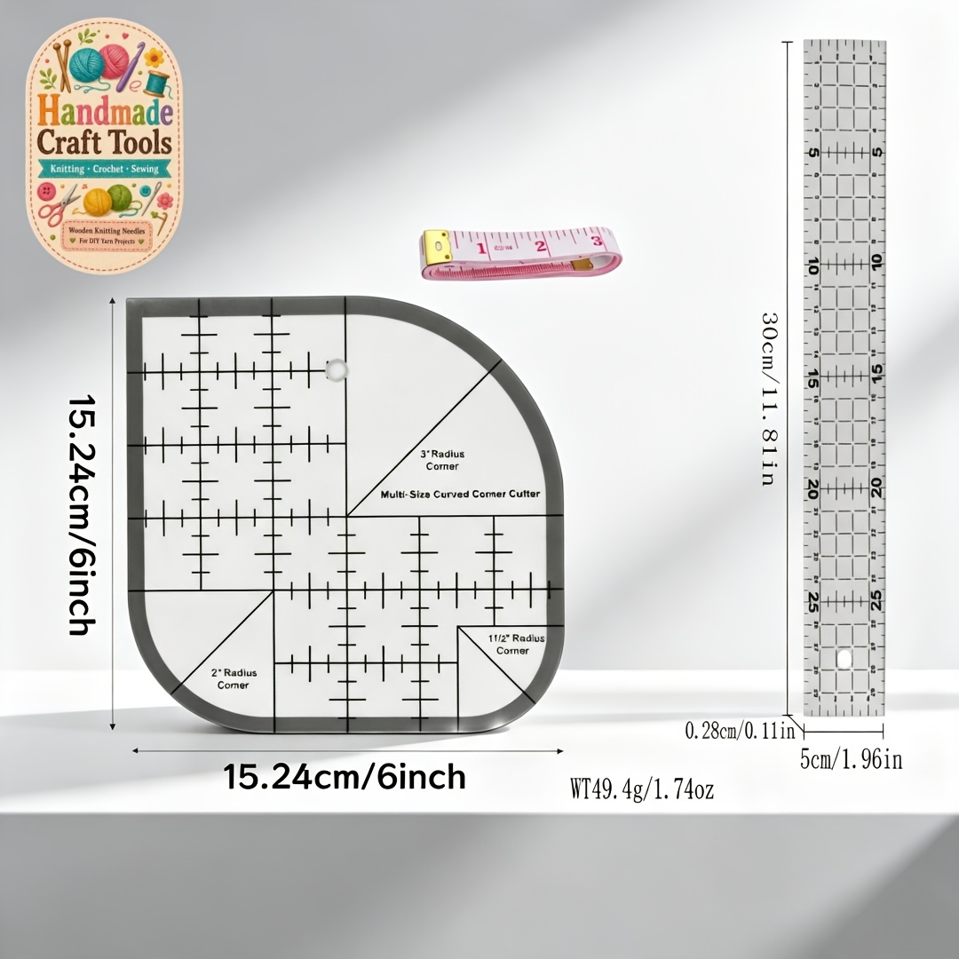 TEMU 2/3pcs Règles de quilting, Règles de couture, Gabarits de règle de quilting en acrylique, Outils de coupe de pour la couture des tissus, 15.24Cm