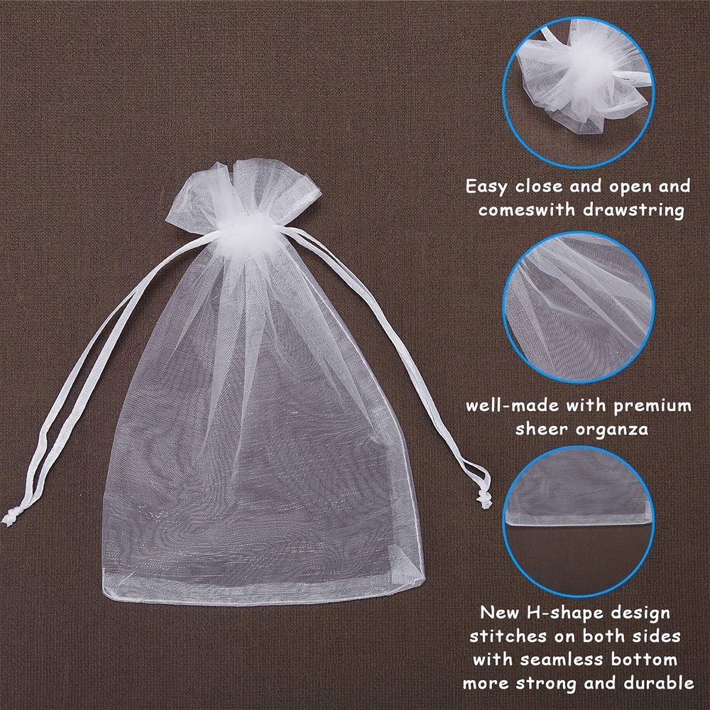 4X6 Inch Sheer Organza Drawstring Bags, 10pcs for Gifts