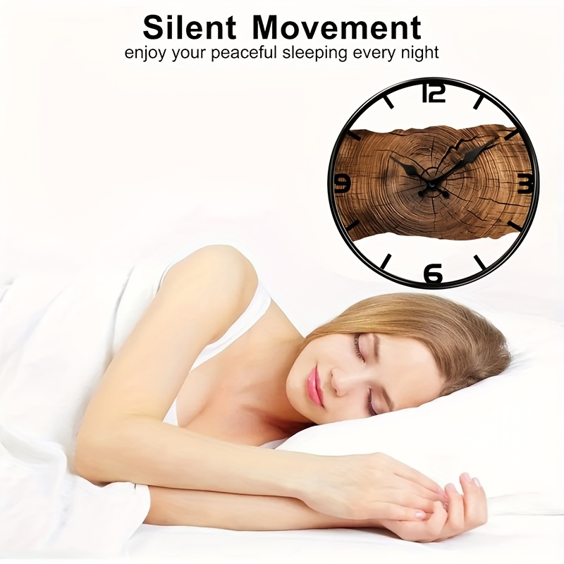 1 Round Wall Clock, Wooden Hollow-Out Design Silent Non-Ticking Timepiece for Home Holiday Decor and Gift