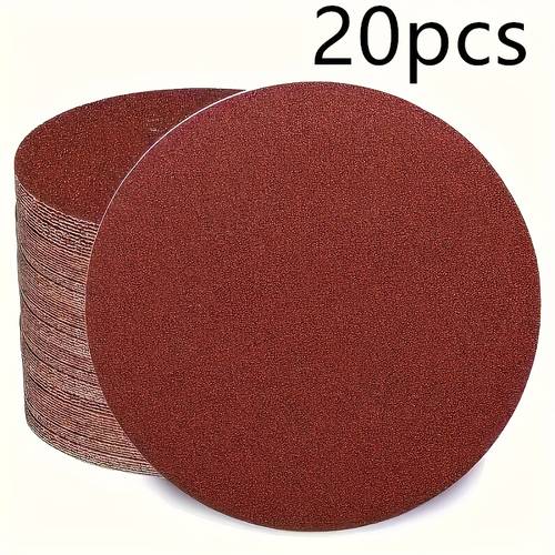 20pcs150mm 6 and loop sanding disc 60 80 100 120 240 320 400 600 sandpaper for sanding drilling machine rotary tool accessories woodworking wooden cart
