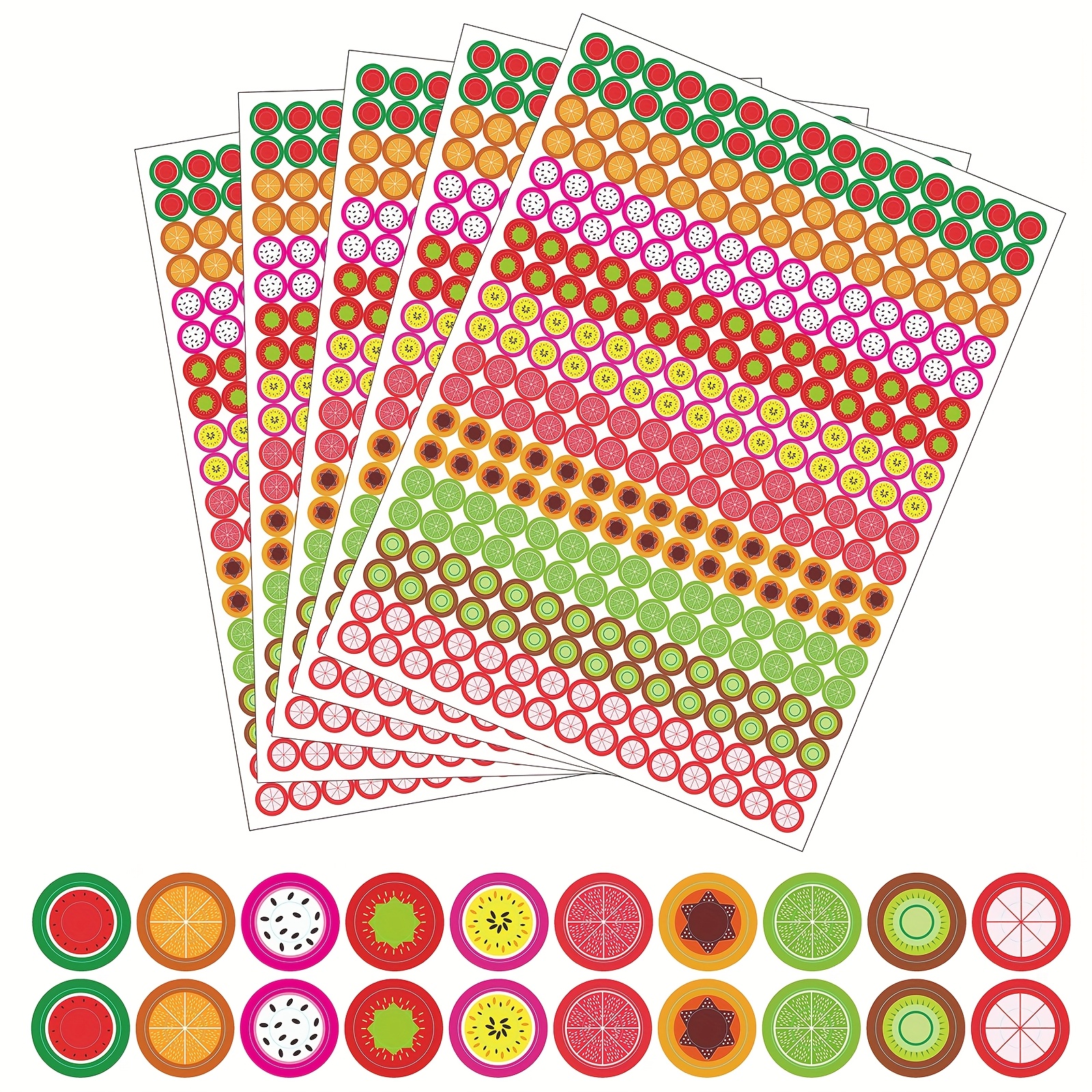 Image of 1500pcs Fruit Pattern Hole Reinforcement Stickers, 10 Donut Designs, Tear-resistant Self-adhesive Labels For Loose-leaf Paper, Journals, Organizers, Diy Craft Decoration