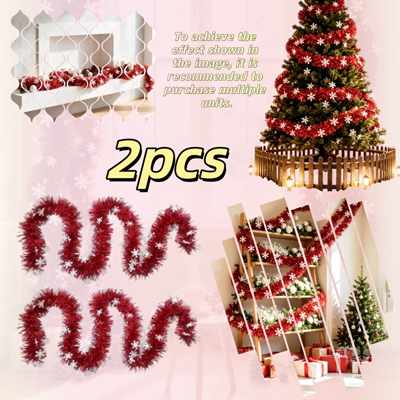 TEMU Set pezzi = 4m di Bordo con Frange Rosse a di , Decorazione Qualit� in Lamina , Materiale , Elegante Ornamento Festivo, per Decorazioni Festive