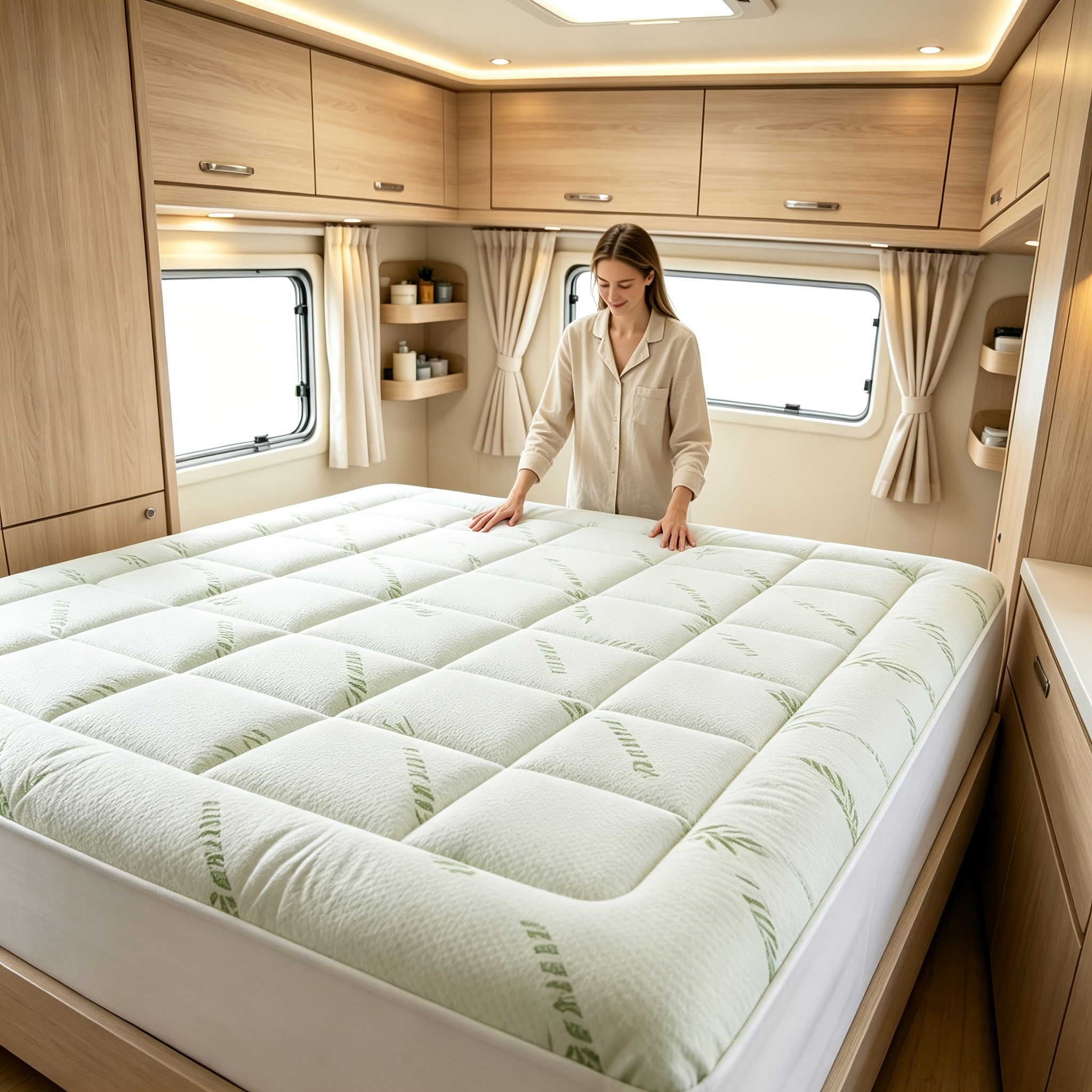 Image of Thick Mattress Topper, Comfortable Breathable Bedding Pad, Non-slip Elastic Straps, Machine Washable, Use For Rv, , Hotel, , Bedroom