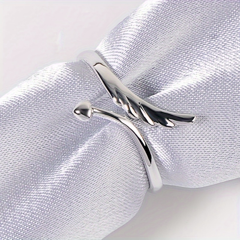 Women's Adjustable 925 Sterling Silver Angel Wing Cuff Ring