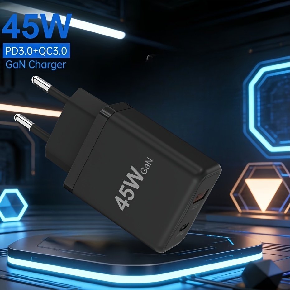 Usb C Charger 45w, Mobile Charger Fast Charge 1c+1a, Pd 3.0 Compact Fast Charger, Compatible With Iphone 17/16/15/14/13, S25/24/23/22/21, Ipad Pro, Usb Plug