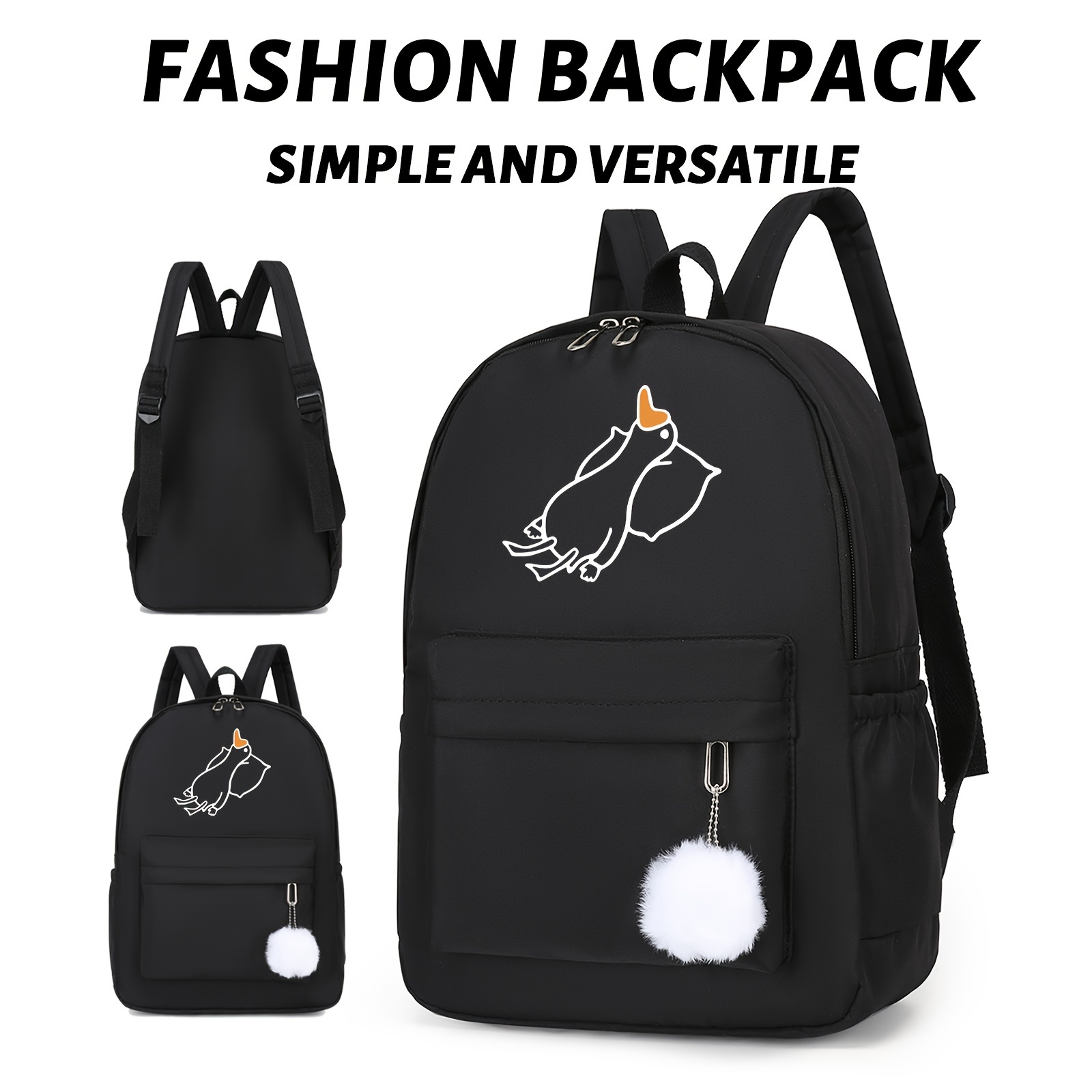 

Duck Pillow Print Stylish And Versatile Black Backpack, Perfect For Travel With Its Large Capacity, Multi Functional Backpack, Suitable For Women And Men, Can Be Used For Various Purposes