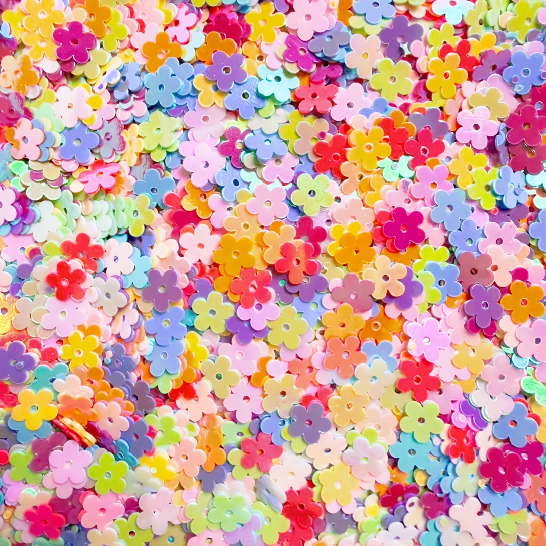 E-shop 4200 Stück kleine Blumen-Konfetti für DIY-Nageldesign, Frühlingsparty-Dekoration, Hochzeits- & Baby-Shower-Zubehör – Lebendiges PVC-Harz-Glitzer