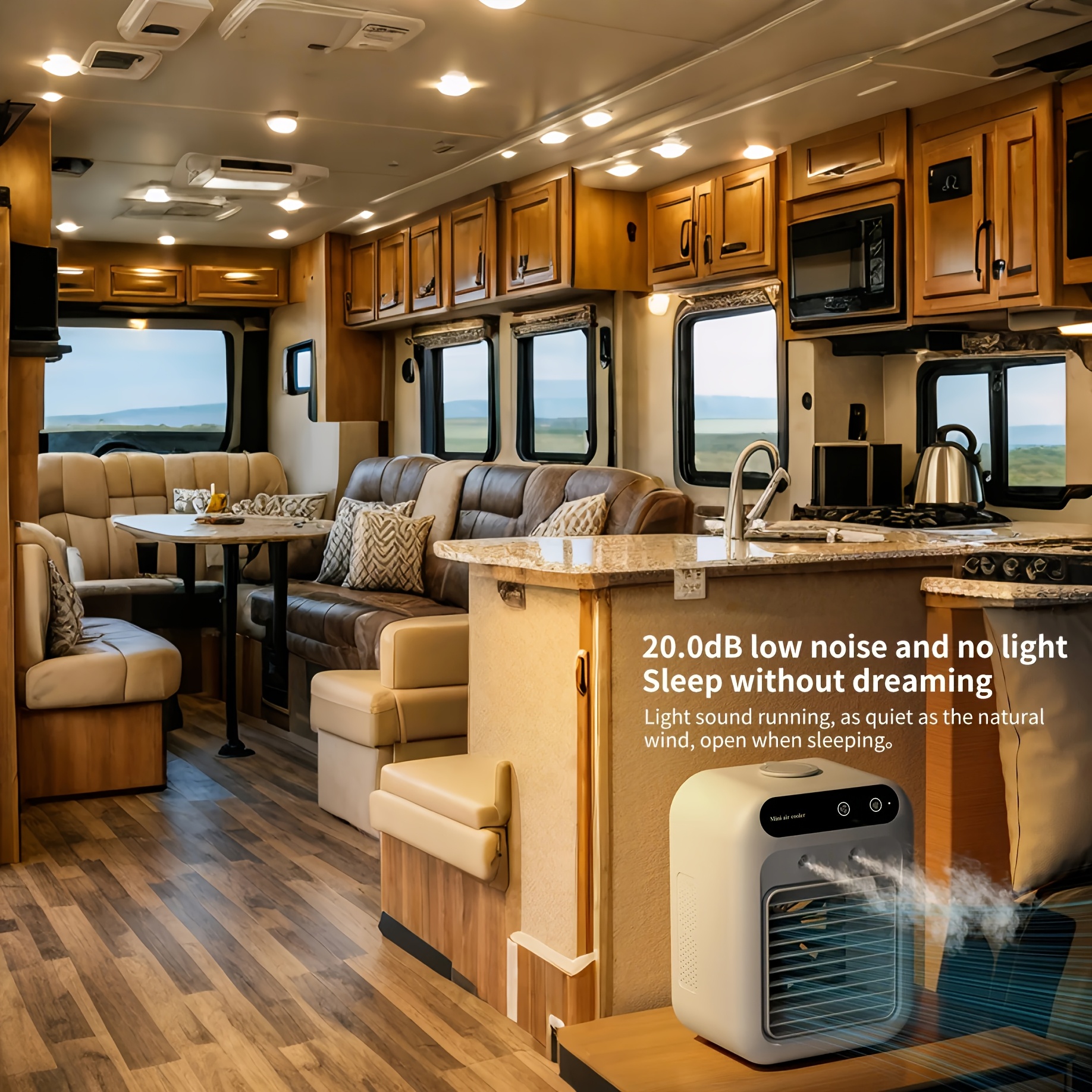Portable RV Air Conditioner et Cooler - Mini ventilateur de climatisation rechargeable par USB - Dispositif de refroidissement de bureau portable - Mini refroidissement portable rechargeable par USB sans fil - Faible tension, fonctionnement silencieux, adapté pour dortoir, maison, bureau et voyage
