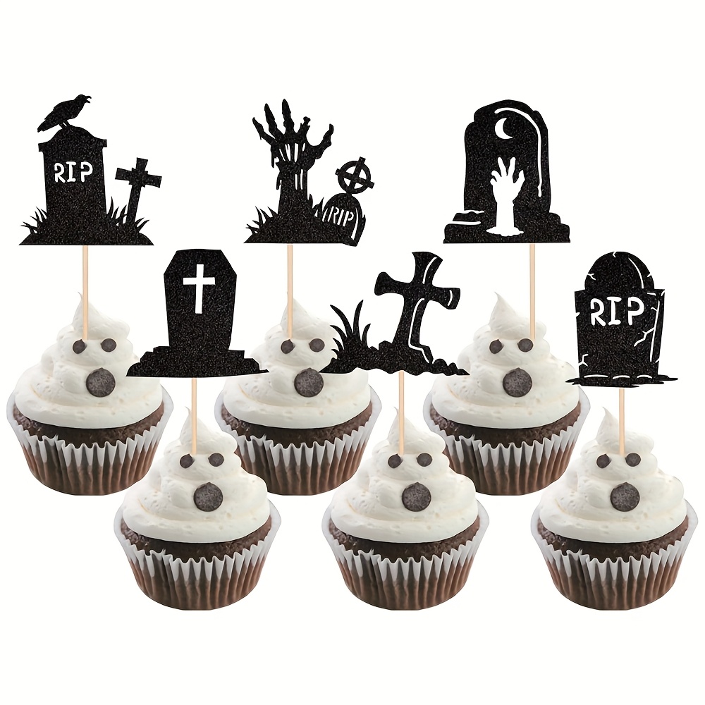 9-teilige 3D Halloween Cupcake Deko - Schädel, Grabsteine & Schlösser Aus Harz