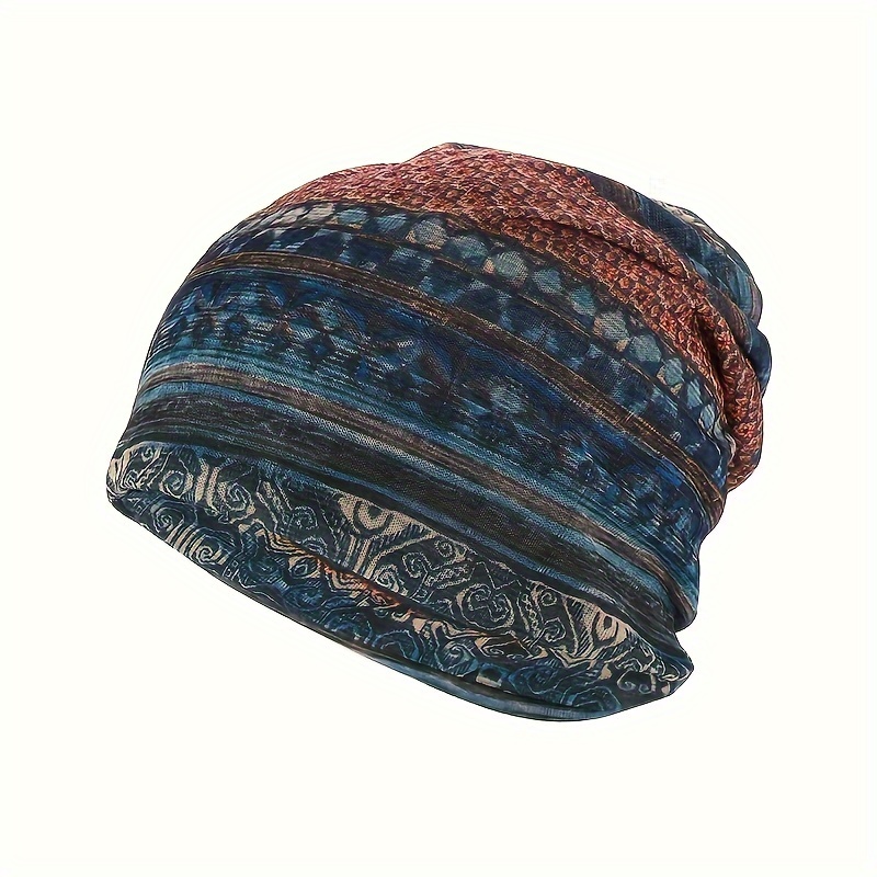 

Printed Slouchy Beanie Cotton Beanie Hat Hip Hop Soft Lightweight Running Dwarf Hats Chemo Cap Neck Warmer For Men Women