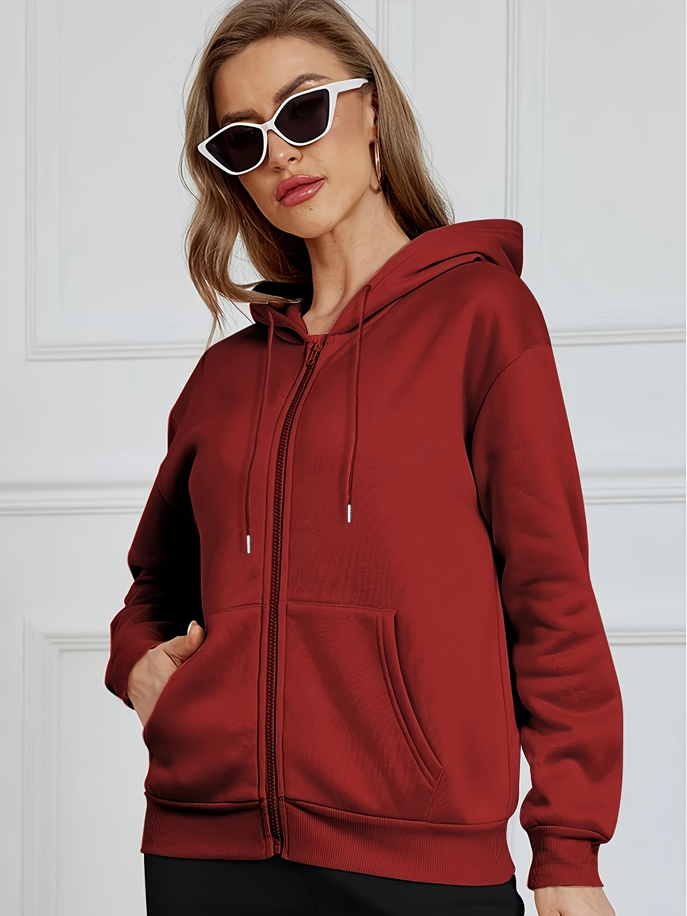 sportliche damen kapuzenpullover reißverschluss dicker Temu Germany