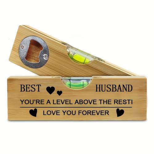 1pc wood opener with best dad husband message beer opener suitable for fathers day gifts birthdays for bbq picnic wooden level for dad and husband present 2d flat