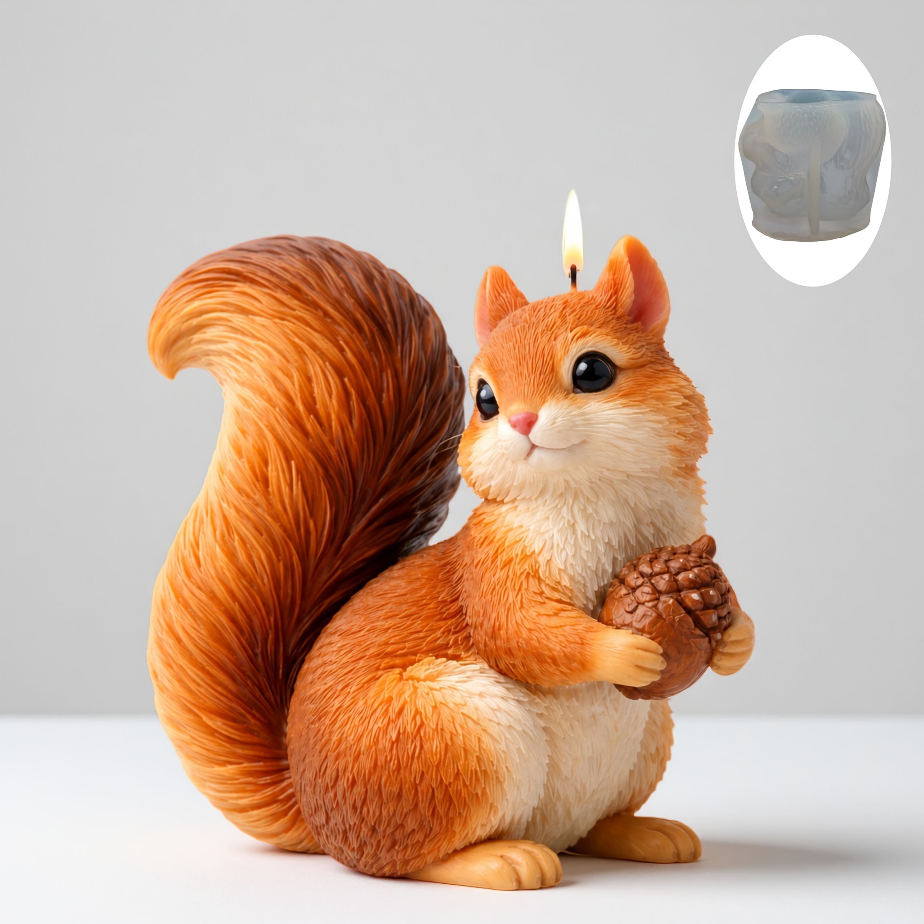 Image of 3d Cute Squirrel Silicone Mold, Clay Mold For Woodland Animal Aromatherapy Candle, Handmade Candle, Cartoon Squirrel Soy Wax Candle Gift For Home Decoration, Reusable, Easy To Demold