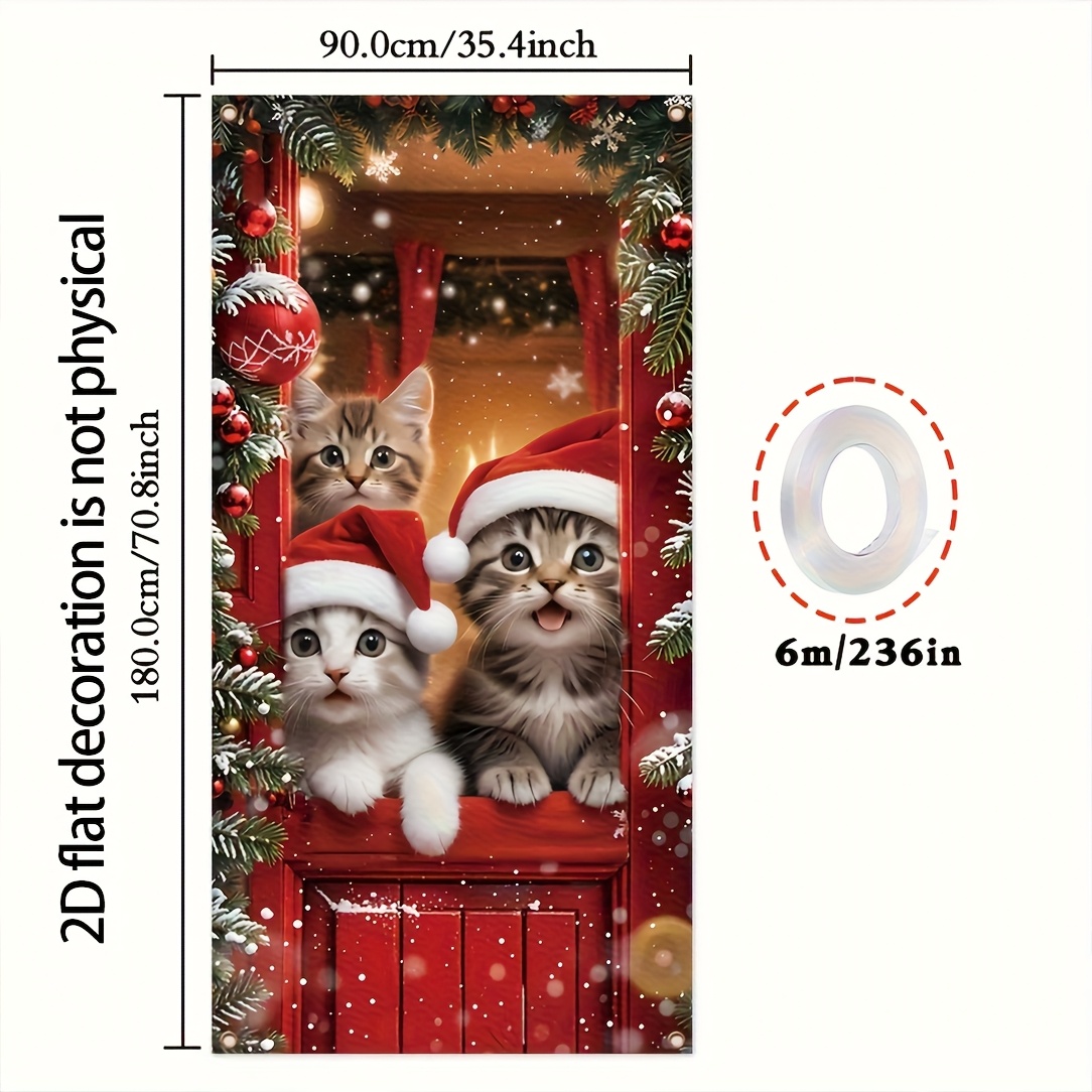Image of 2d Flat, 2d Flat - 2d Door Banner 2d Flat, 2d Flat - 2d Door Banner 2d Flat 1pc, Christmas Snowman Door Cover Hanging Wall Decoration Sign Front Door Christmas Decor Outdoor Decor 71x35inch