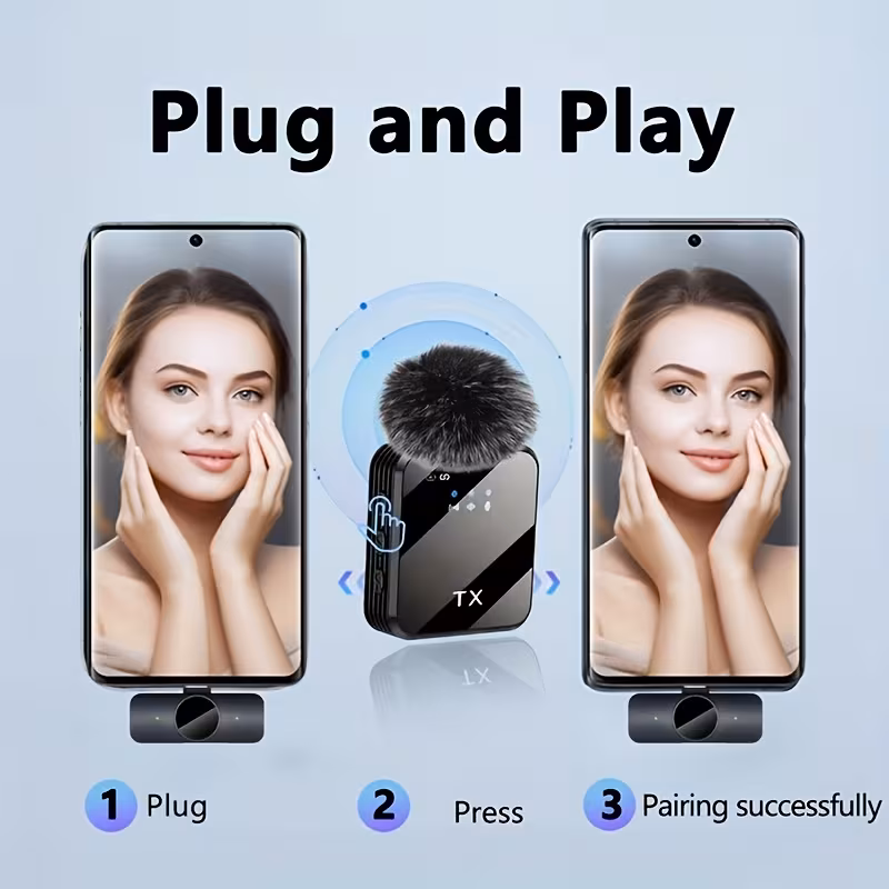 professional lavalier microphone with intelligent noise cancellation 360 omnidirectional condenser 2 in 1 lapel mic with wind for content creation live streaming interview recording vlogging usb c ios 2 4g 5g connection Product details 0