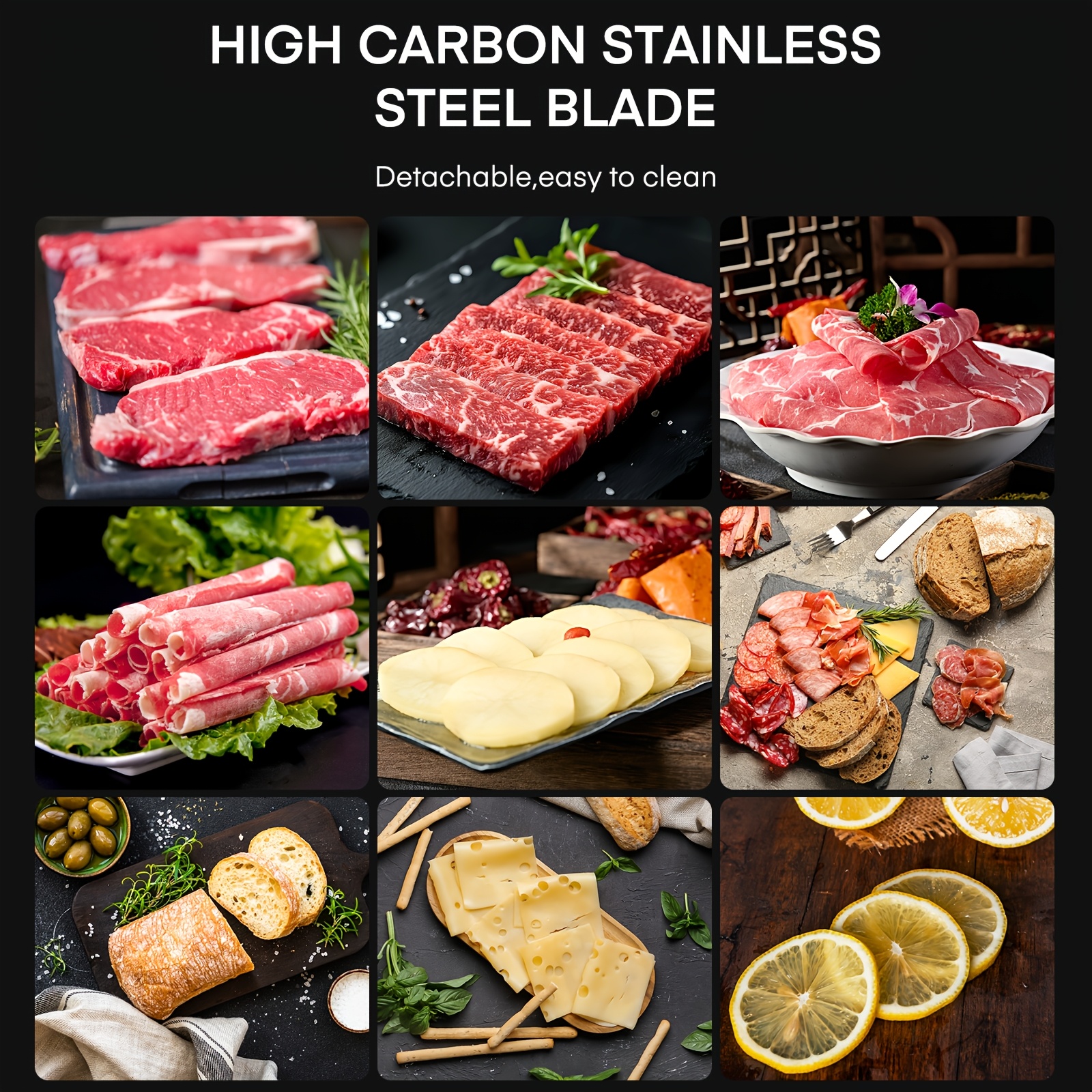 250W Electric Food Slicer For Home, Stainless Steel Meat Cutter With 3 Blades & 0-15mm Adjustable Thickness - Perfect For Deli Meat, Bread, Cheese, Fruit & Vegetable