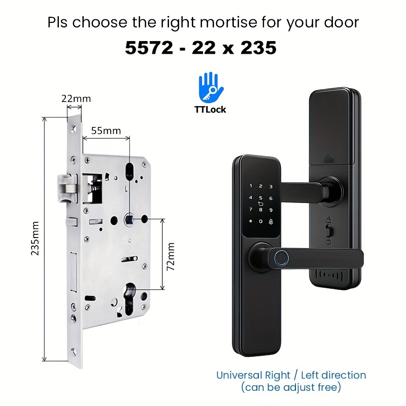 TEMU Serrure de porte intelligente biométrique avec scanner d' digitales, entrée clé adaptée à la sécurité , serrure compatible avec carte RFID/code/