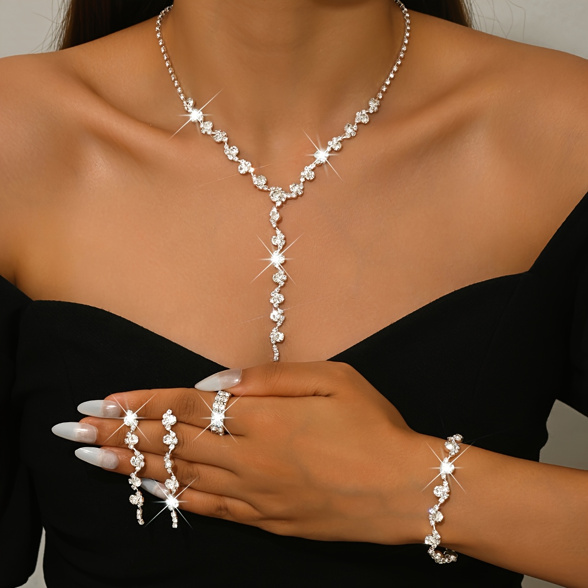 Luxury 4pcs Bridal Jewellery Set, Sparkling Gift