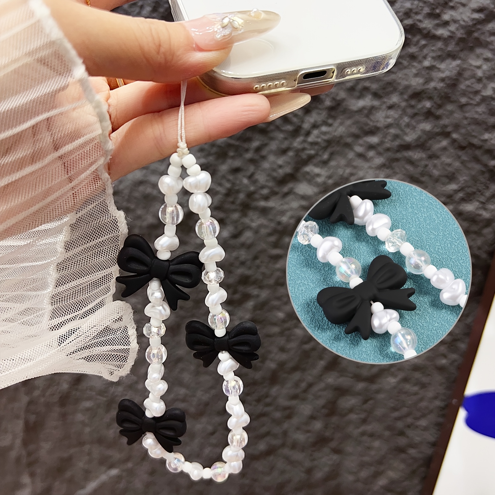 100 Stück Schwarze Handy-Umhängebänder – Mit Spaltring, Aus Polyester, Einfache Handyketten