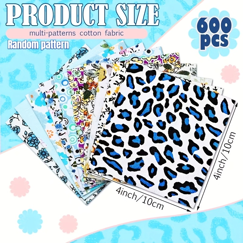 TEMU 600pcs 4 X 4 Inch Pre Cut Quilt Squares Printed Floral Quilting Fabric Bundles For Diy Craft Sewing Clothing Accessory(mixed Color), Diy Small