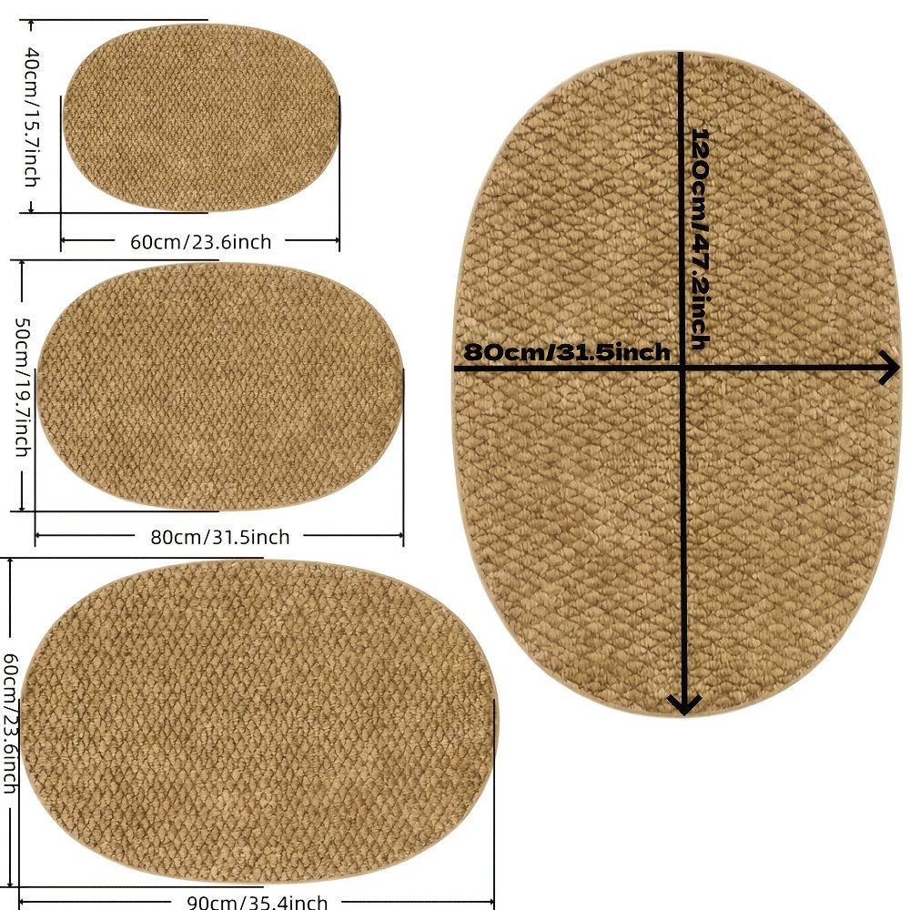 Handwoven Oval Sisal Rug with Non-Slip TPR Backing
