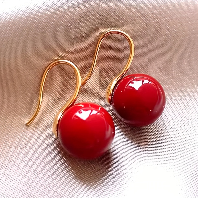 

1 Pair Of Drop Earrings Steel Jewelry Red Daily Outfits Party Accessories Perfect Gift For Female