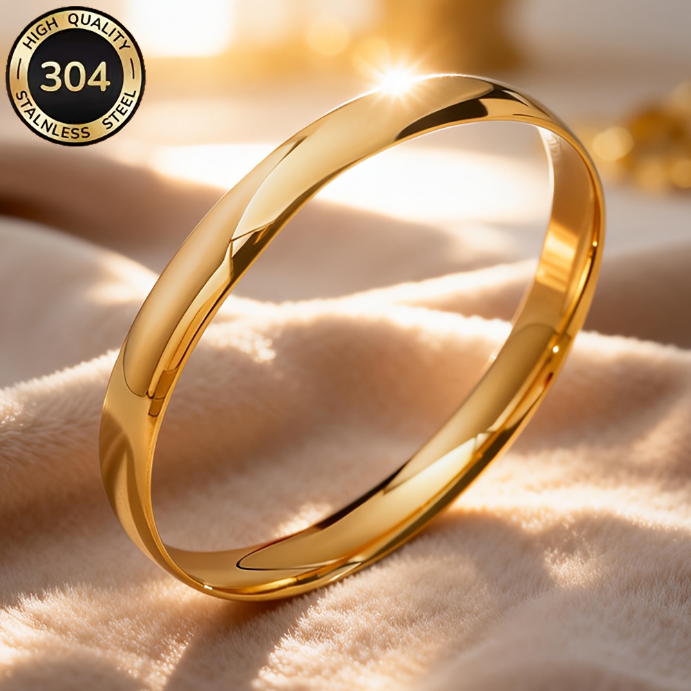 E-shop Damen 304 Edelstahl Hypoallergenes Armband - Polierte Minimalistische Manschette für & Partys, Langlebig für Geburtstage, Valentinstag Geschenk