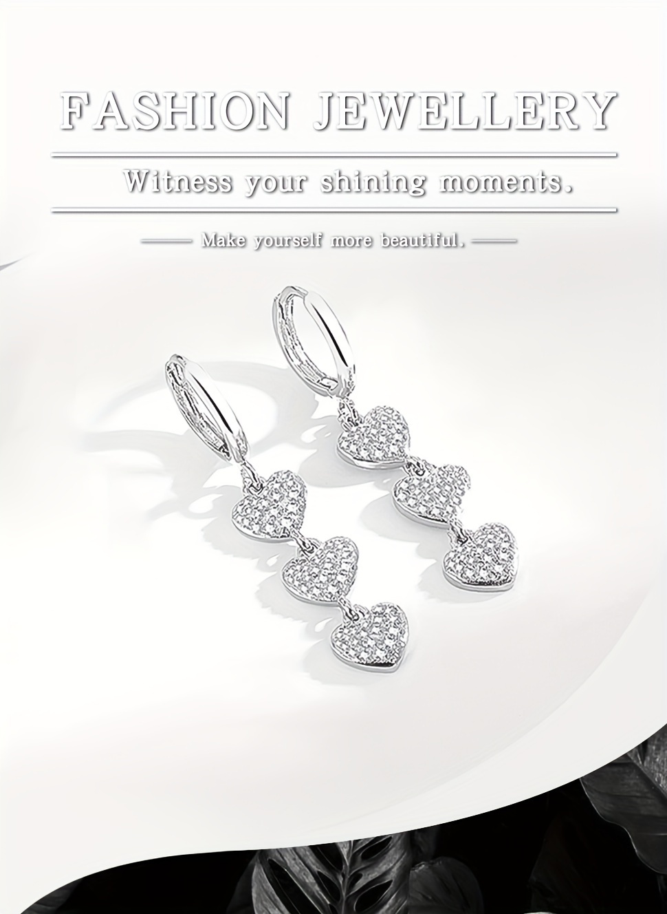 1 pair elegant 925 sterling silver heart drop earrings with synthetic zirconia luxury dangle earrings for women daily banquet wear september birthstone 3 6g details 0