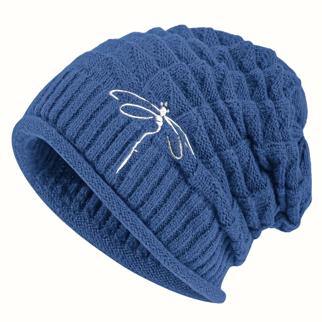 E-shop Ein dehnbarer Unisex-Hut mit Libellen-Stickerei, für Outdoor-Aktivitäten im Herbst und Winter - ein ideales Geschenk für Weihnachten und
