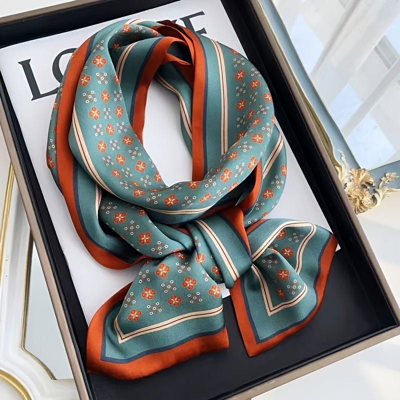 TEMU Stylish Double-sided In Elegant Orange And Green, Featuring A Long Vintage . Soft And Warm, Ideal For Women's Fashion Additions Or As Wind