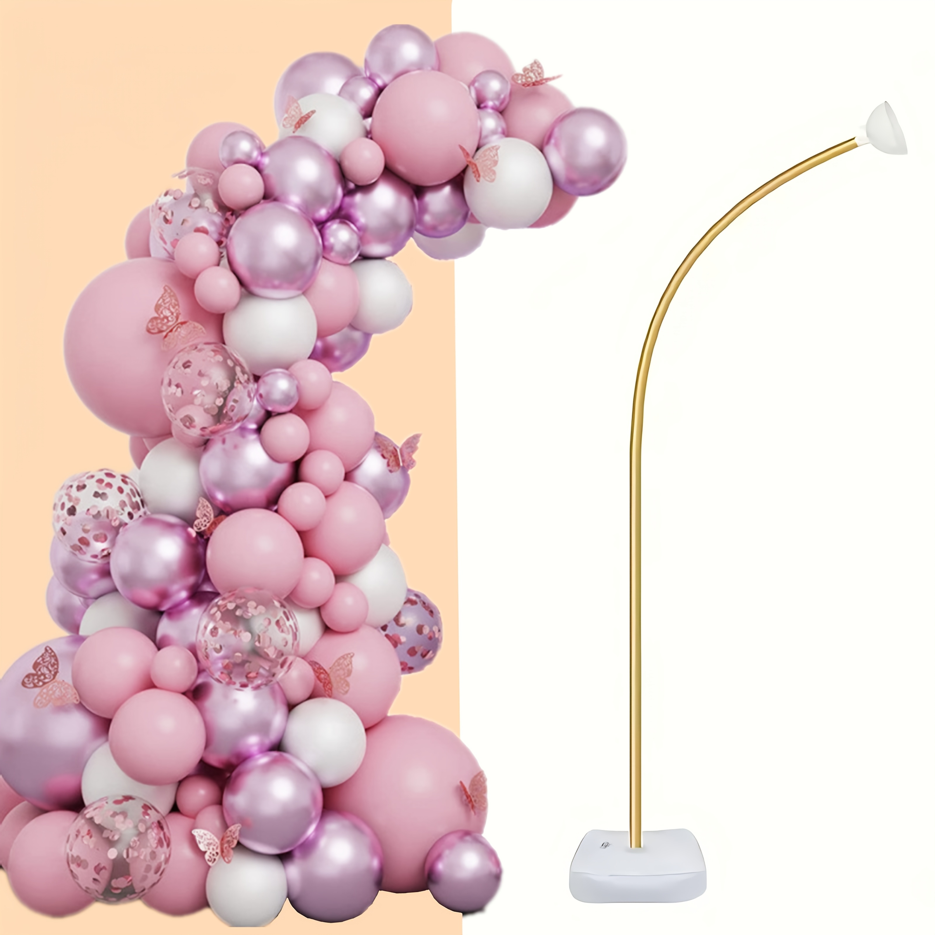 TEMU A Balloon Arch Kit That Stands 2.5 Meters (8.2 Feet) Tall, Featuring A Flexible Design For Unique Shapes. This Independent Balloon Column Stand Includes A Water-filled Base For Stability