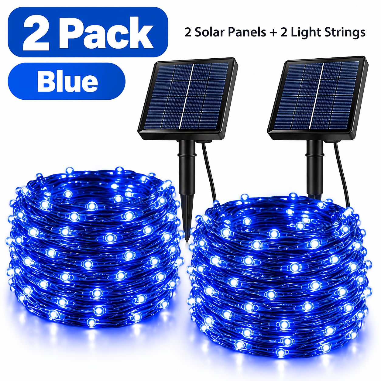 TEMU 2 Pack Solar String Lights, 112ft 300 Led Ip44 Solar Fairy Lights, 8 Lighting Outdoor Led String Lights, Patio Garden Yard Christmas Halloween