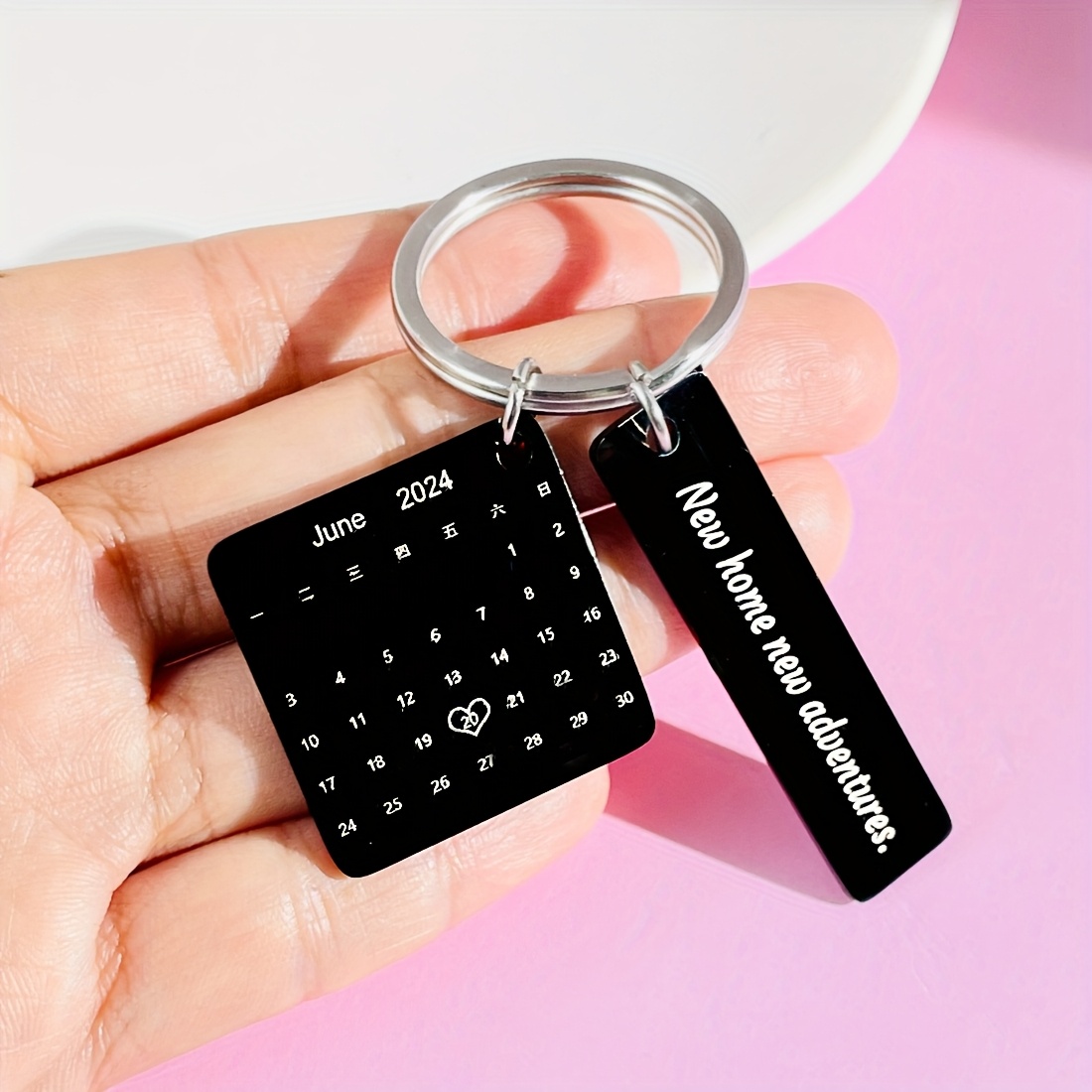 Personalized Stainless Steel Calendar Keychain