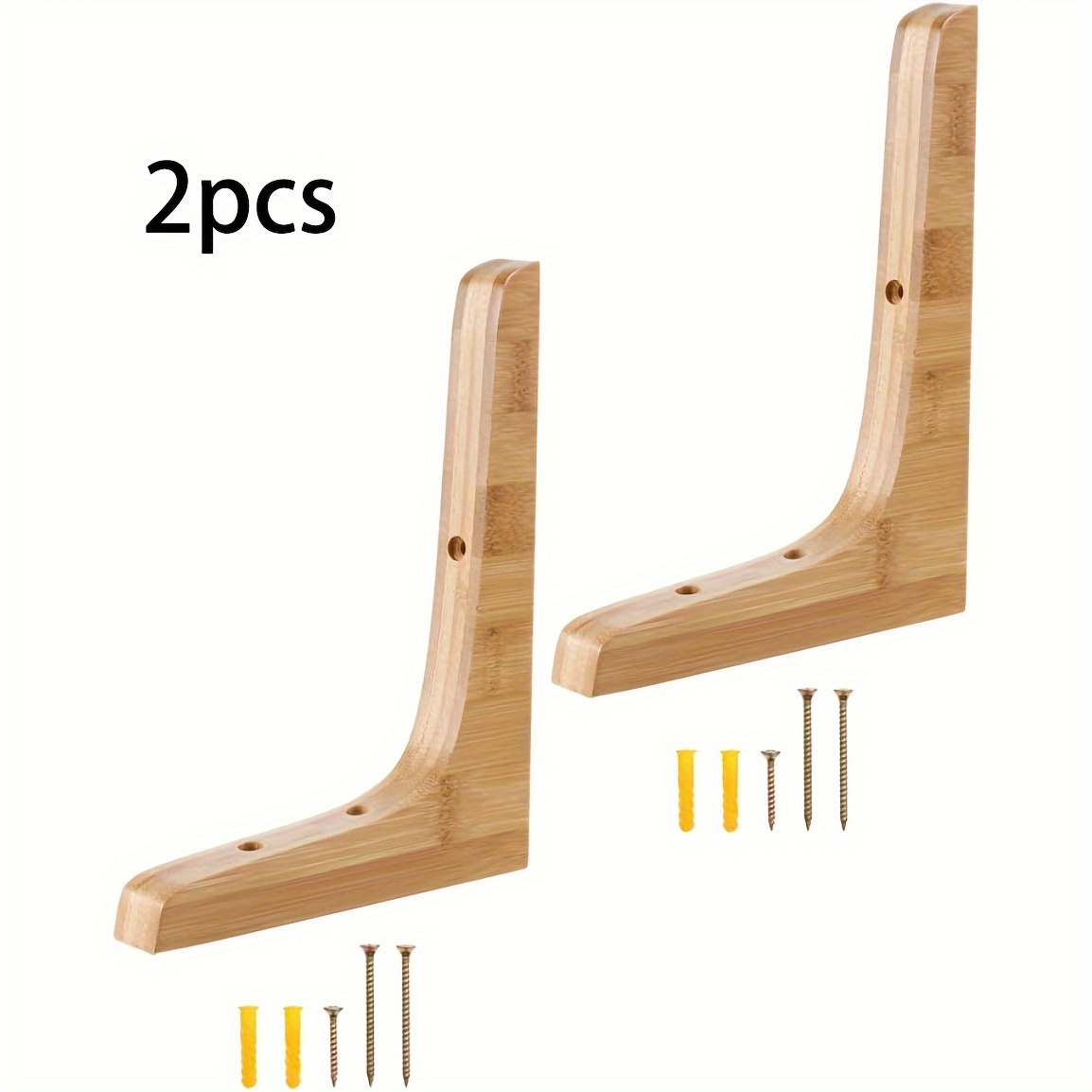2pcs Solid Wood Floating Shelf Brackets - Wall Mounted Corner Support for DIY Projects, Home Decor & Hardware