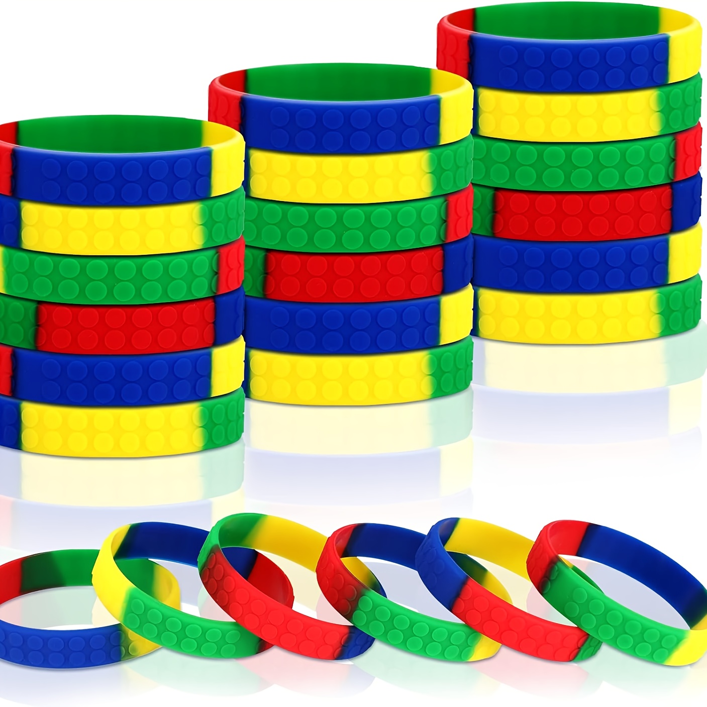 Image of Gift For Her/him 12pcs Building Block Wristbands, Party Favors, Bracelet Building Block Wristbands Party Supplies For Birthday Party - Perfect For Block Enthusiasts