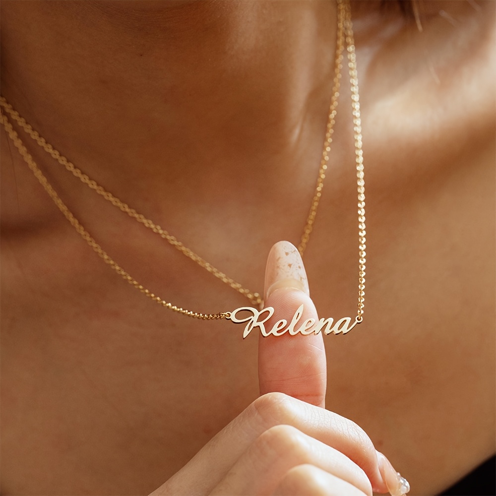 Women's Custom Stackable Synthetic Zirconia Heart Name Necklace