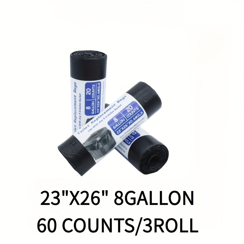 E-shop 20/60 Stück Schwarze Toilettenbeutel, Campingtoilettenbeutel, Tragbare Toilettenzubehör, Pflanzenstärke Material, 8 Gallonen, für Camping,
