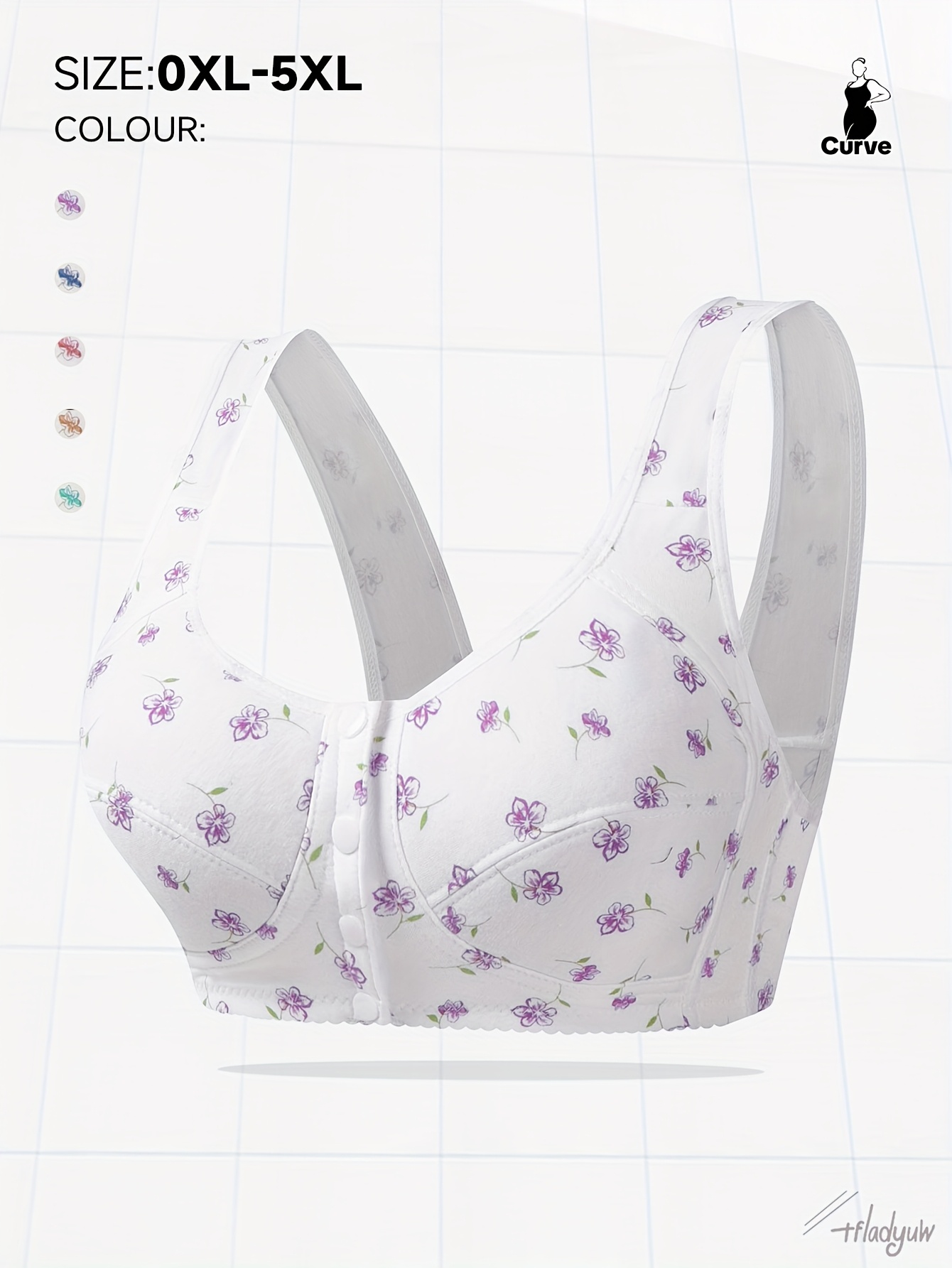 Women's large size four seasons random print vest underwear, soft, comfortable and breathable front button underwear