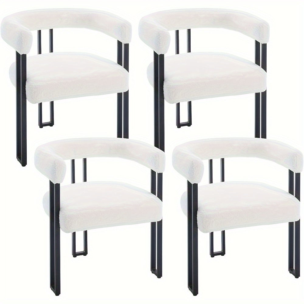 Image of 4pcs Set Dining Chairs, Dining Table Chairs With Armrests, Designer Chairs, Kitchen Chairs, Comfortable Modern Chairs For Dining Room, Living Room, Bedroom, Made Of Chenille And Metal