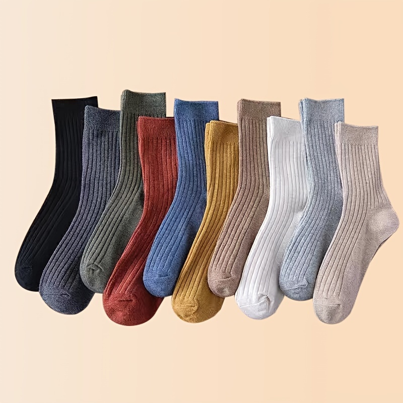 

5/20pairs Unisex Solid Color Mid-length Socks, Breathable And Soft Comfortable Mid-length Socks Suitable For Spring, Summer, Autumn, And Winter