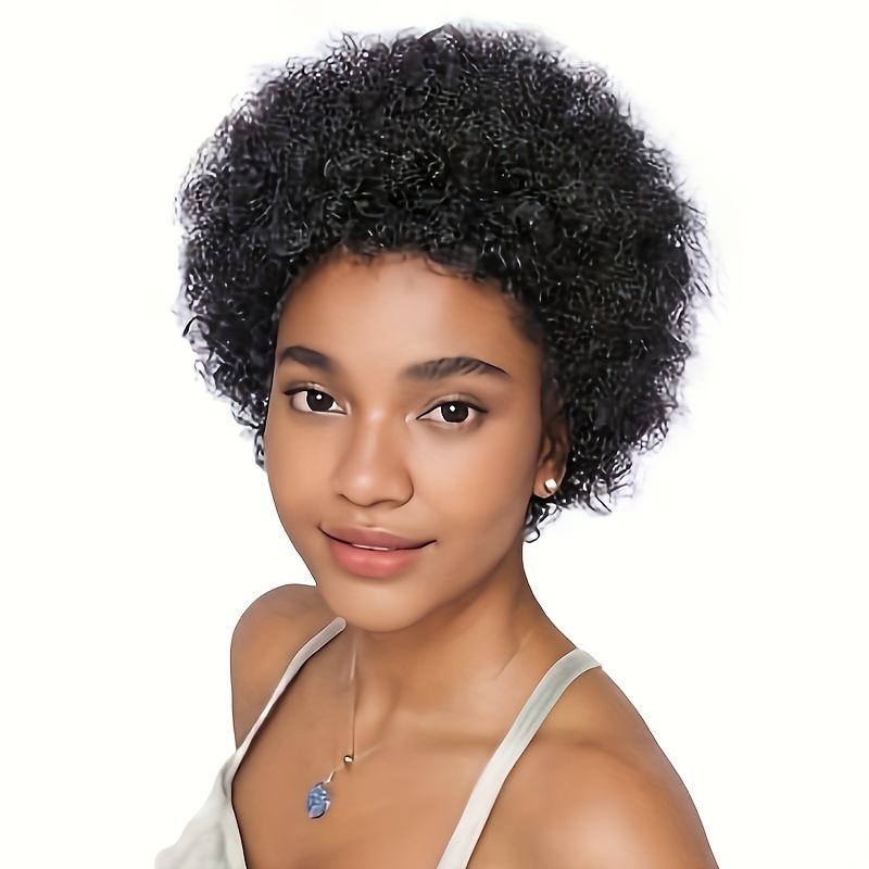 Perruque Courte Noire En Cheveux Humains Naturels – Bouclés, Prête à Porter