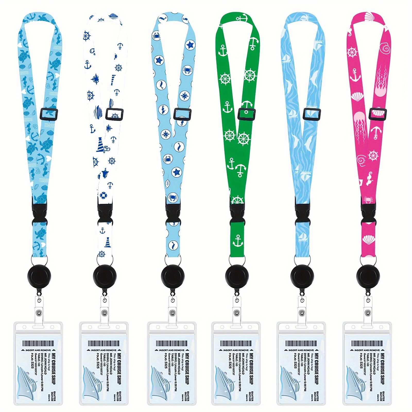 

6-pack Retractable Cruise Lanyards With Waterproof Detachable Badge Holders - Essential For Ship Cards & Daily Office Supplies Cruise Lanyards Retractable Cards Holders Lanyards For Cruise Ship Cards