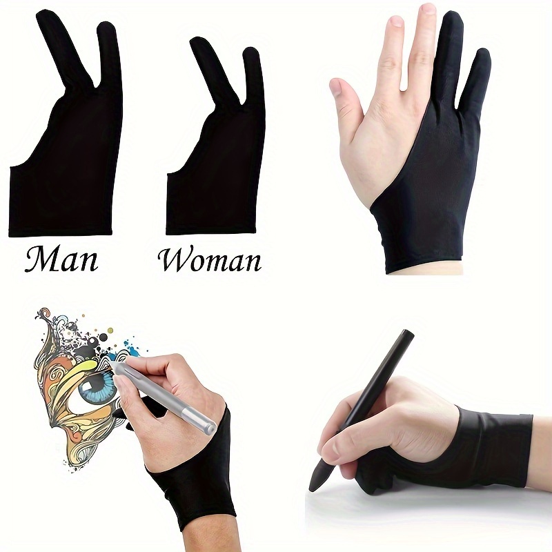 Anti Fouling 2 Fein Drawing Thumb Gloves For Fashion Artist